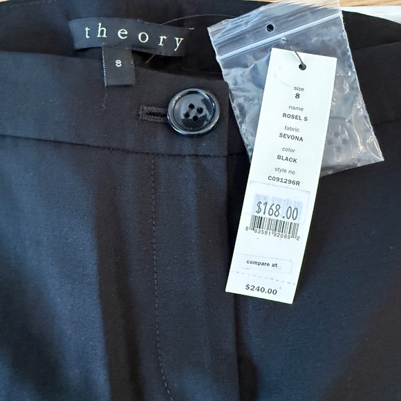 Theory - NWT Black "Rosel S" Wool Suit Pants, Size 8 - Picture 4 of 4